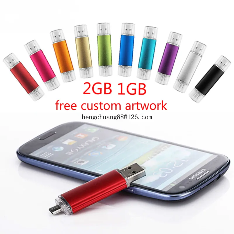 USB 2.0 OTG القلم محرك 2 جرام عالية السرعة محرك فلاش USB 2GB تخزين ذاكرة تخزين خارجية 1 جيجابايت مايكرو USB عصا الذاكرة الصغيرة