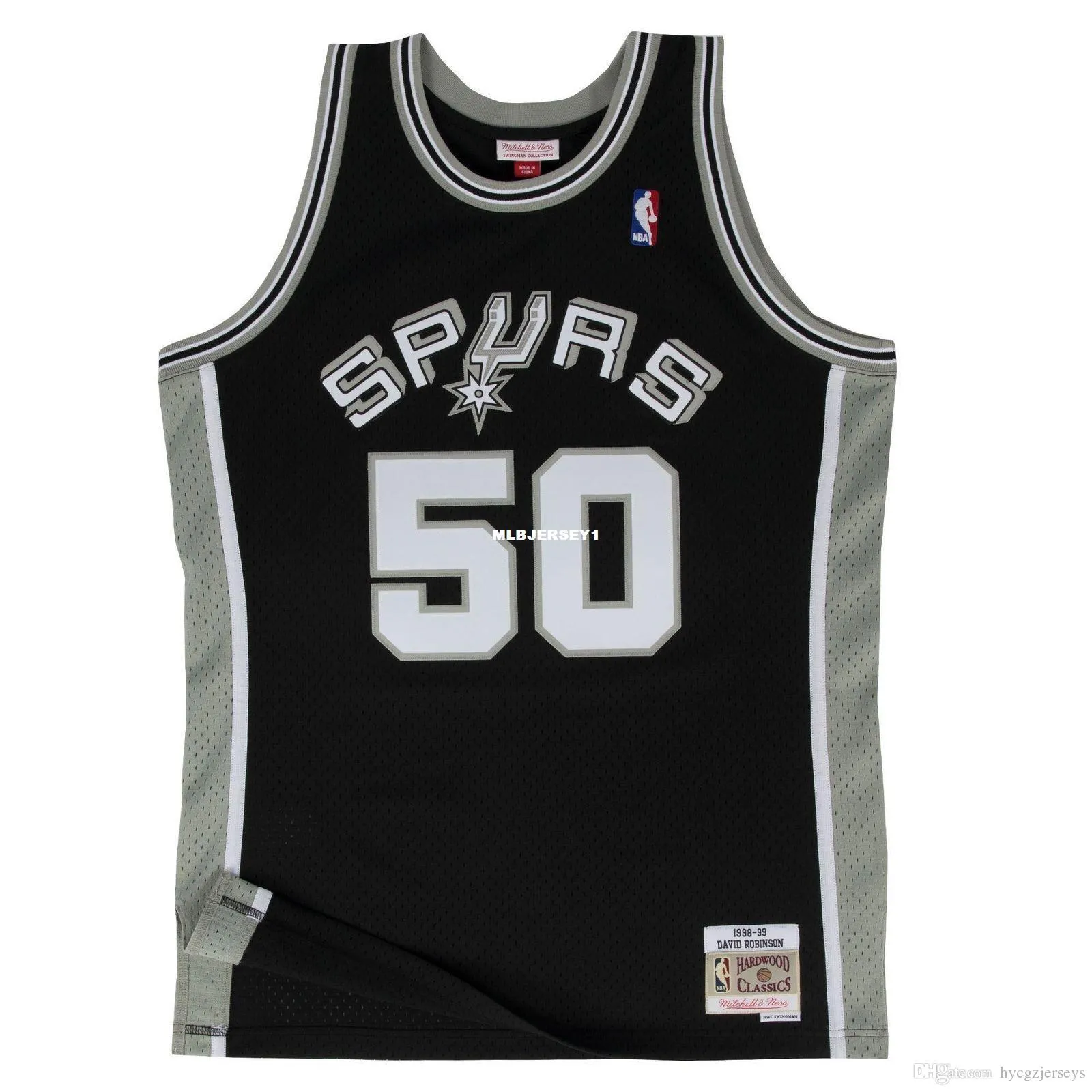 DAVID ROBINSON #50 Stitched Black Jersey, Retro Basketball