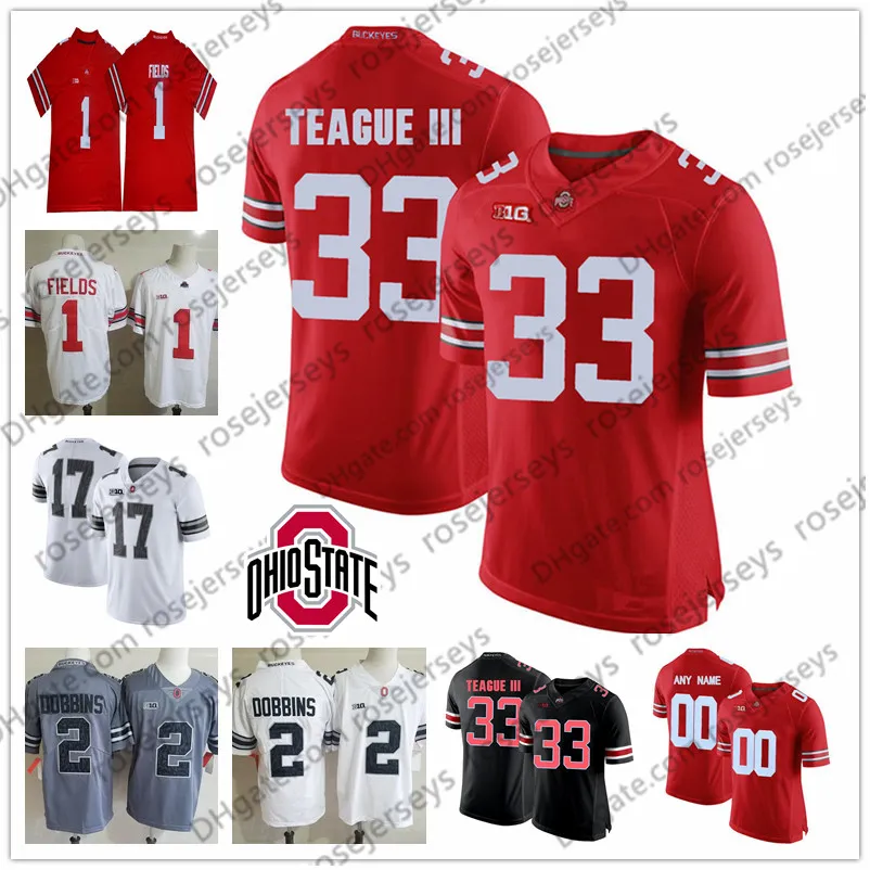 American College Football Wear 2019 Ohio State Buckeyes # 21 Marcus Williamson 23 Jahsen Wint 30 Demario McCall 33 Master Teague III 25 Brendon Maglia bianca rossa nera