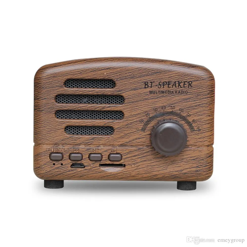 Ny h￶gtalare Hi-Fi-l￥dor Retro Bekv￤mt kort Kompatibelt med Radio Wireless Mini Bluetooth-h￶gtalare Bluetooth 4.2/TF-kort/AUX/FM Child Gifts