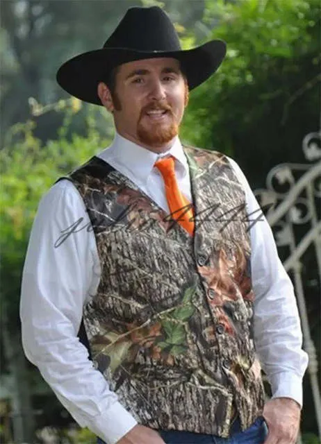 2019 Gilet da uomo Tuxedo Camo per Prom Wedding Camouflage Groomwear Man Camouflage Vest gilet cravatta Plus Size Taglia su misura e c272Y
