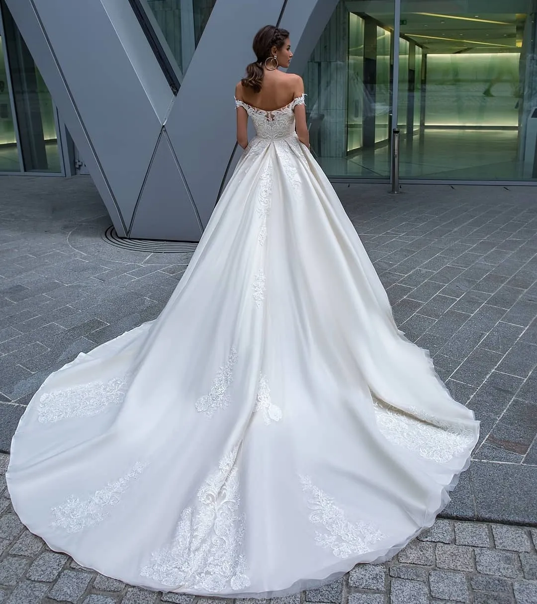 Bateau Neck Modest Long Sleeve Sheath Lace Appliques Floor-length Black Wedding With Train - UCenter Dress