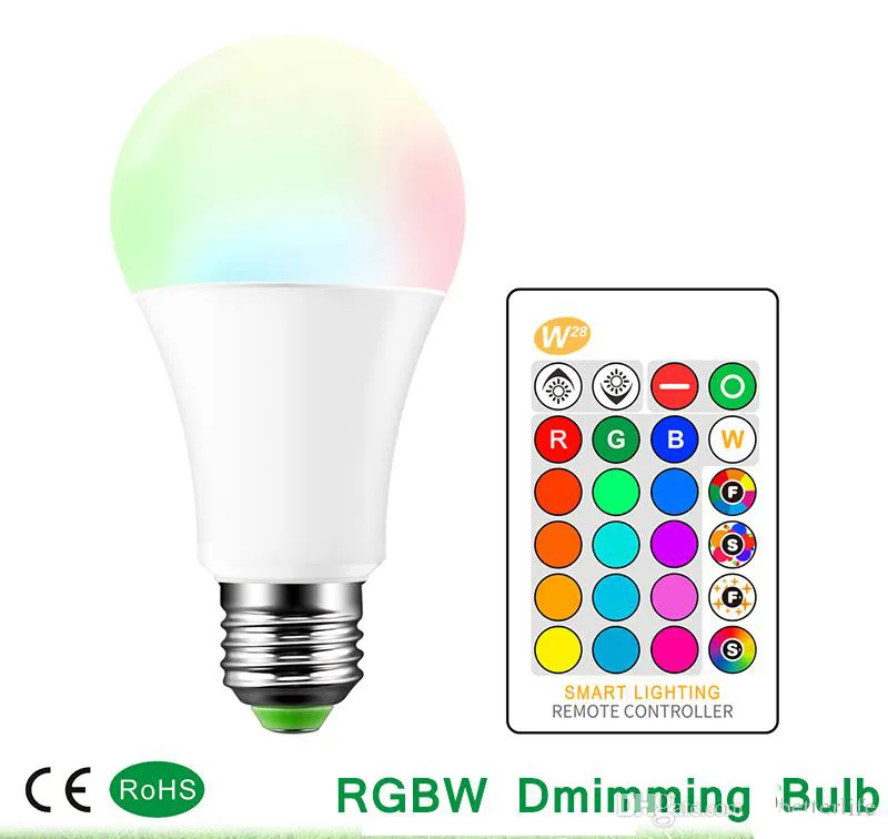 디 밍이 가능한 LED 전구 3W 5W 10W B22 E27 LED 전구 하이트 밝기 980LM 화이트 RGB 전구 원격 제어와 220 (270) 각도