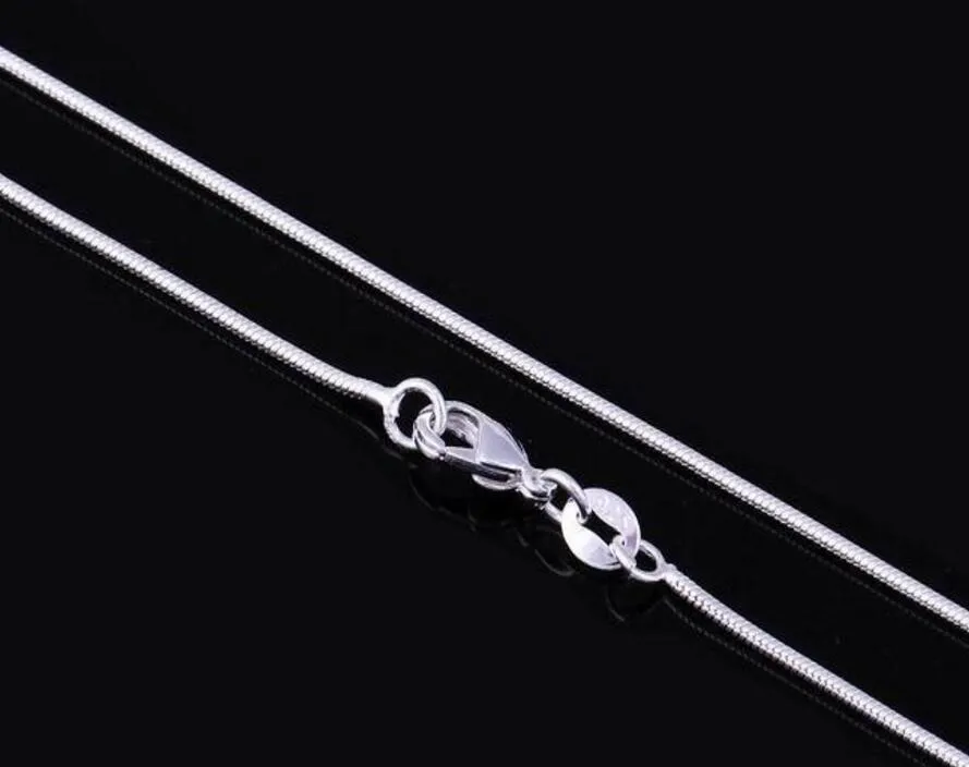 925 Sterling Silver Snake ожерелье Мода Smooth звено цепи омаров застежка Fit кулон 1мм 16-24 дюймов Рождественский подарок