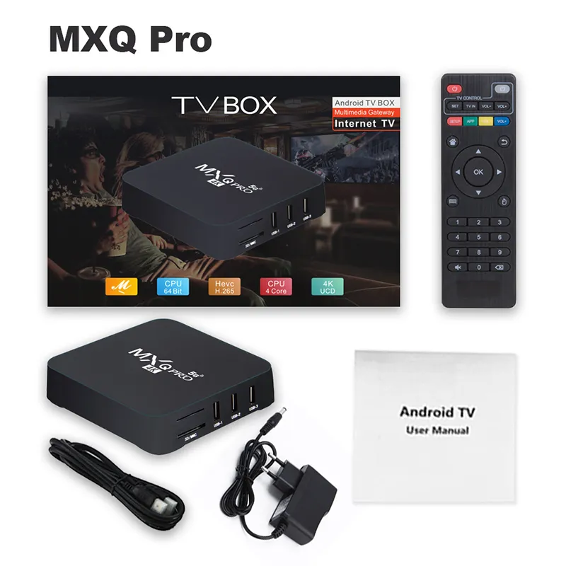 MXQ PRO 4K Android 11 Smart TV Box with TV Remote Control Android TV Box  with 2.4G 5G Dual Band WiFi Quadcore Processor Home Media Player with 4K