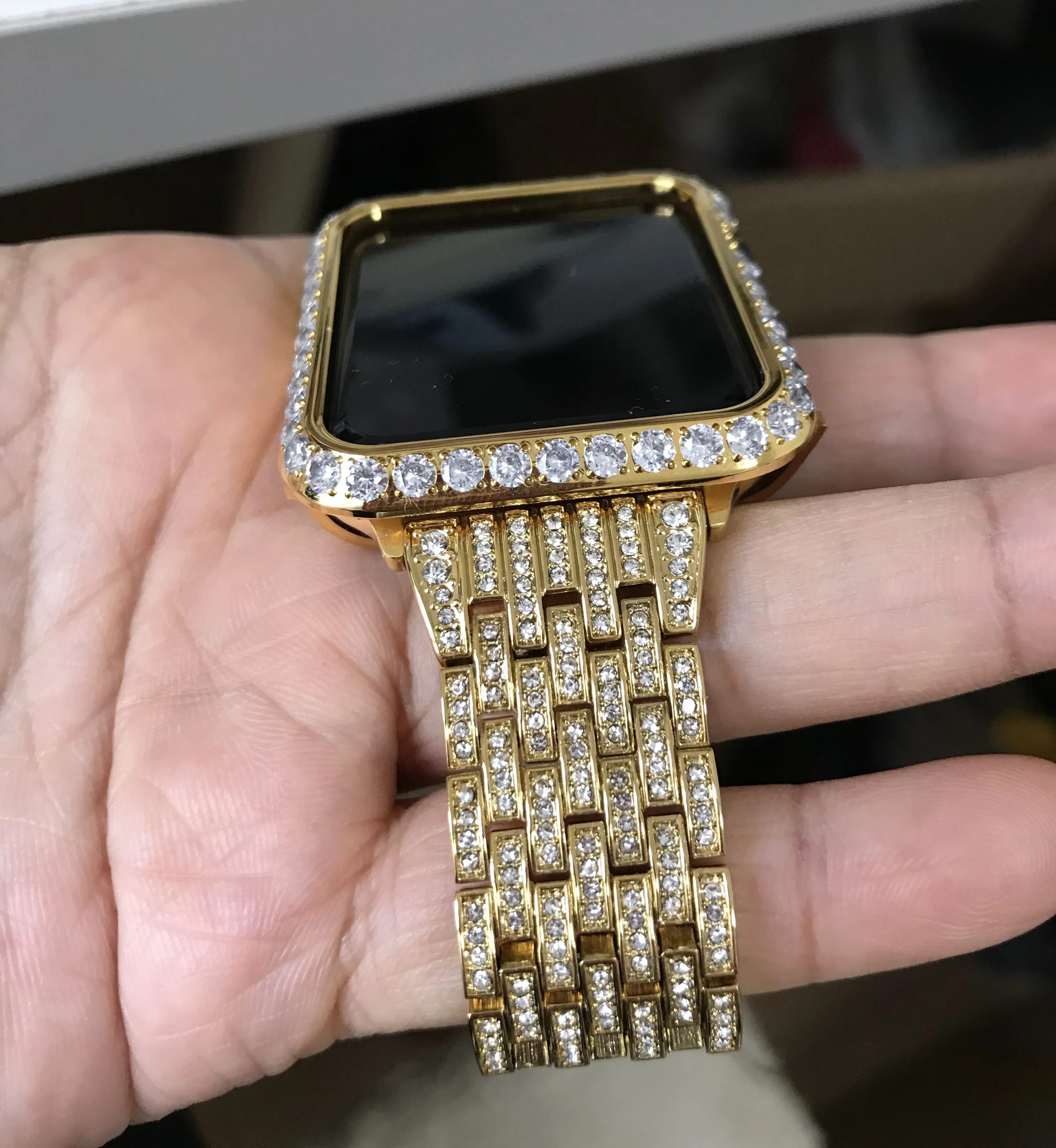 Sparkling Bling Bling Diamond Golden Diamond Watch Bezel Case