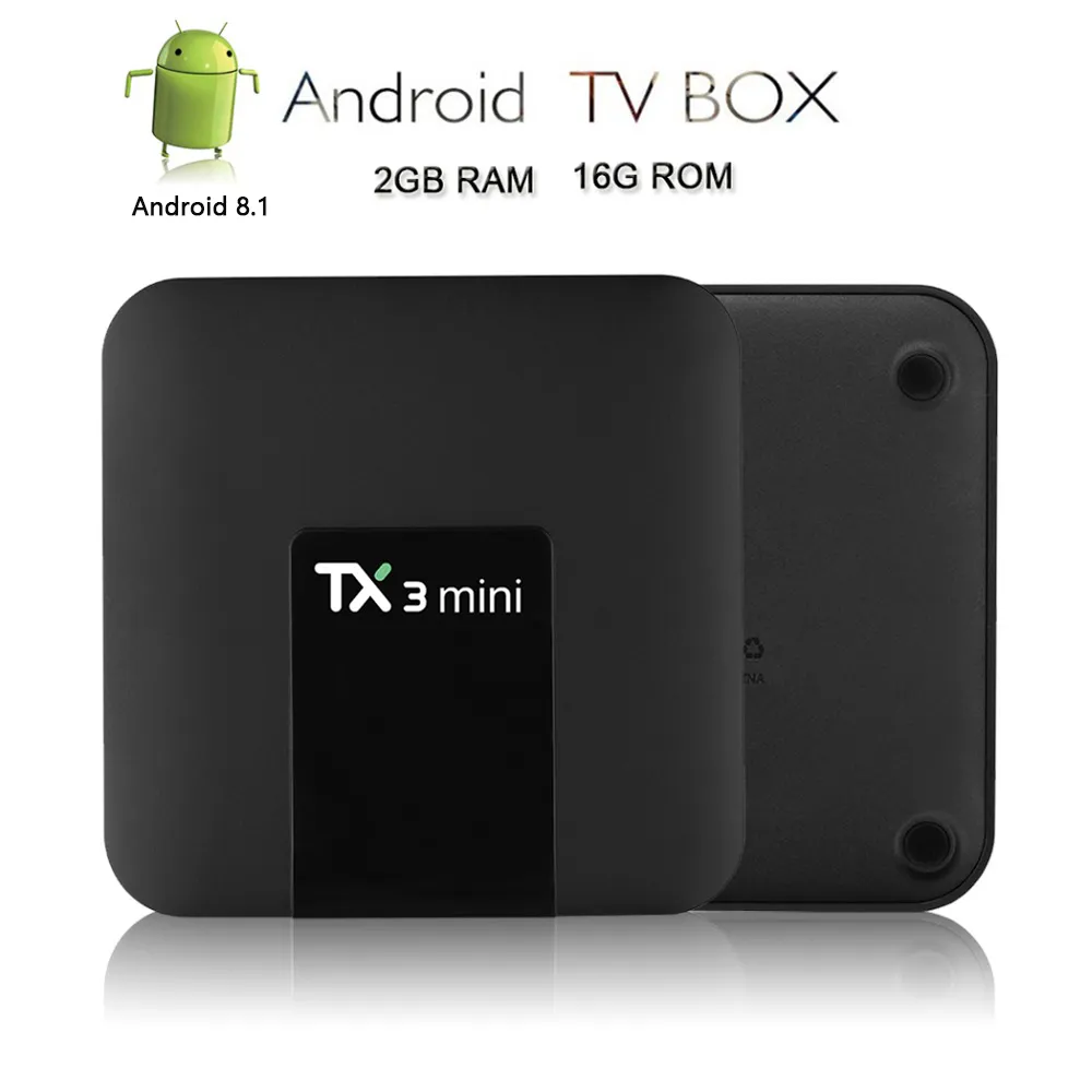 TX3 مصغرة الروبوت 8.1 مربع التلفزيون 2GB 16GB AMLOGIC S905W Octa Core Suppot H.265 4K 30TPS Media Player Smart TV