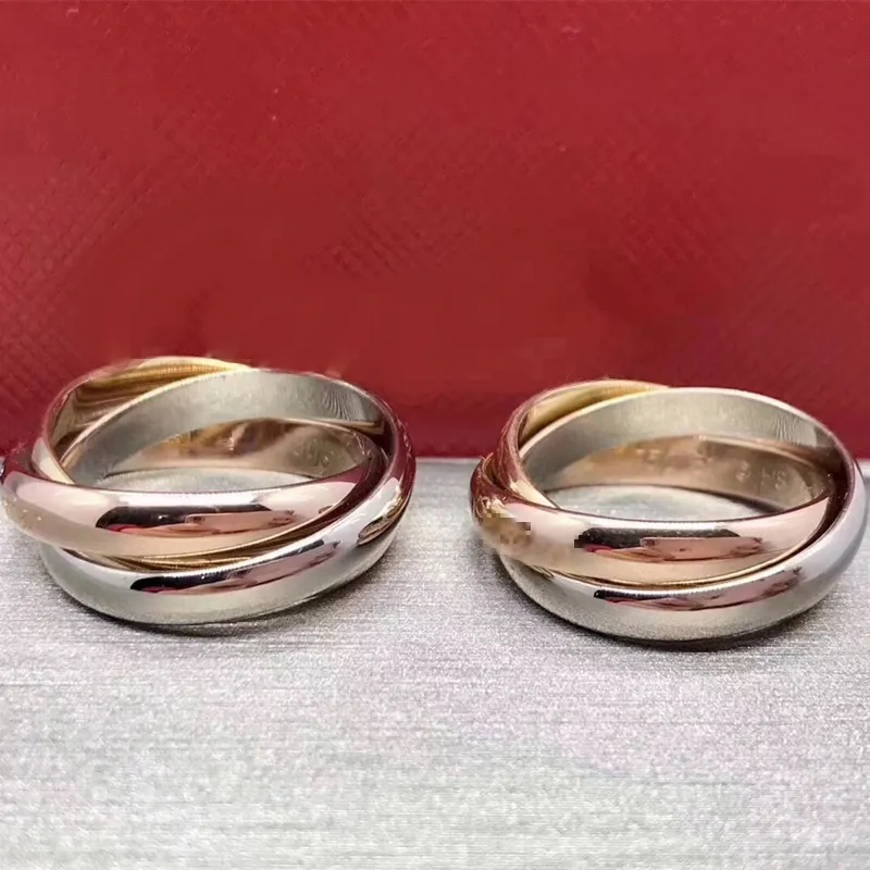 Designer Three-Rings Paar Ring For Men Women Luxe liefdesringen met drie kleuren Rose Gold Love Jewelry Gift