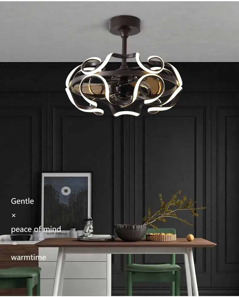 Modern Nordic LED Chandelier With Ceiling Fan Kwh For Dining Room