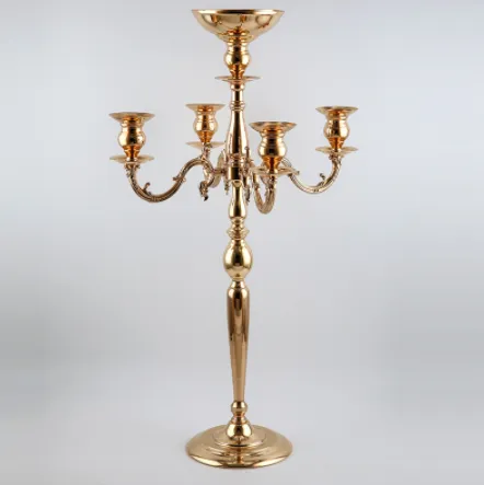 New stylegold 5-Braços titulares Candelabrum Vela metal Candelabras Acabamento de Ouro Castiçais Candle Wedding Titular senyu0392 Decor Festa Festa