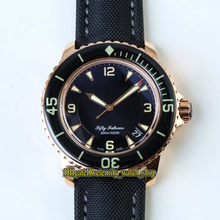 ZF TOP Wersja Fifty Fathoms 5015-11C30-52A Sapphire Pvd Dark Knight Black Dial Cal 1315 Automatyczne męskie zegarek Pasek Pasek Desigte217Q