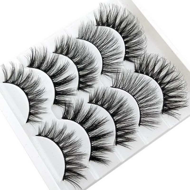 Maquillaje de ojos pestañas falsas naturales de falsos conjunto de las pestañas 3D Mink gruesa de pelo de la pestaña larga de las mujeres de Extensión Dropshipping 5 pares