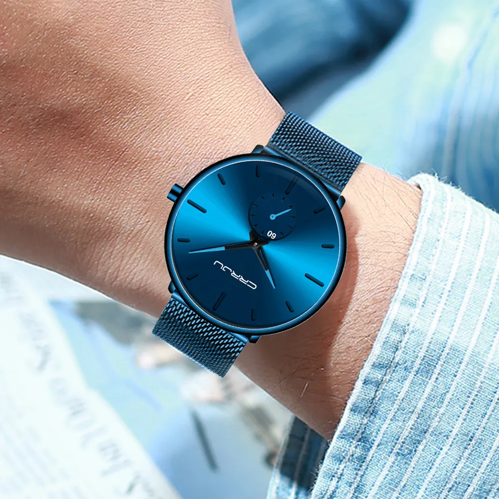 Cwp 2021 CRRJU marca semplice ultra-sottile orologio da uomo moda minimalista maglia di acciaio inossidabile orologio da polso al quarzo Relogio Masculino321q