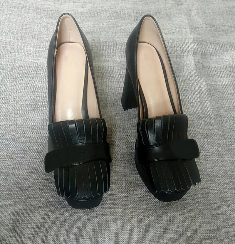Marmont High Heels platform pump with fringe women Sandals platform Party shoes 100% Genuine leather big size