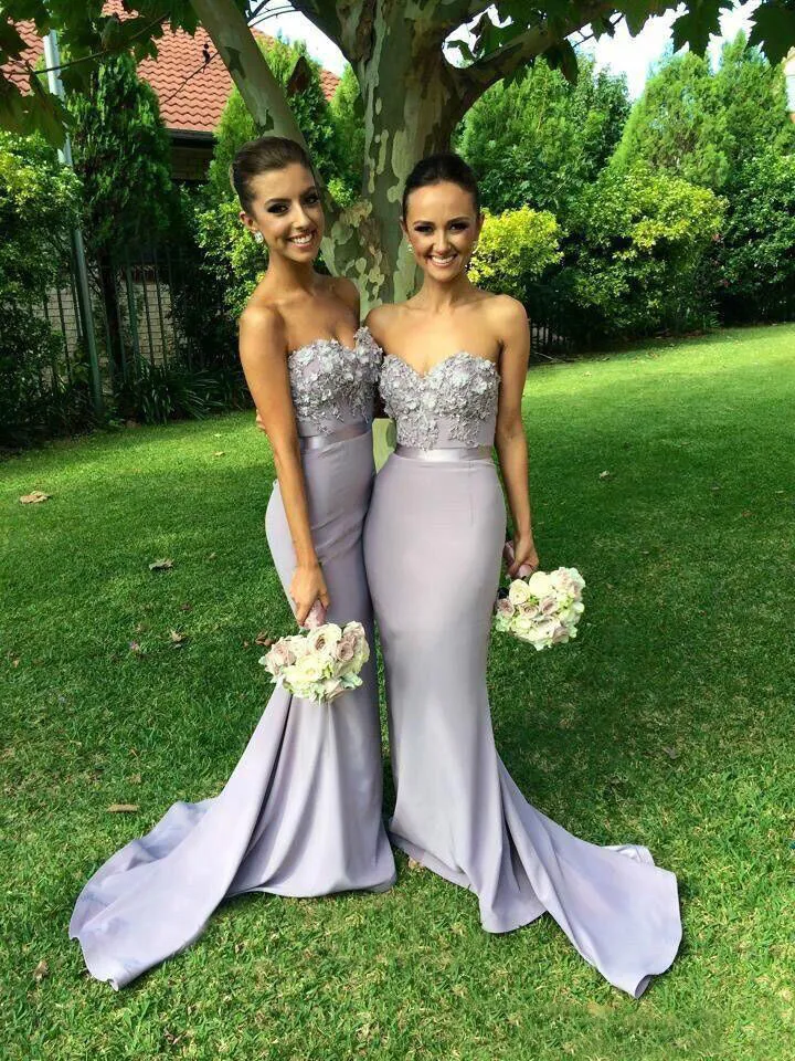 Lilac Bridesmaid Dresses: Elegant Mermaid Long Lilac Maid Of Honor Dress  With Appliqués Perfect For Weddings From A_beautiful_dress