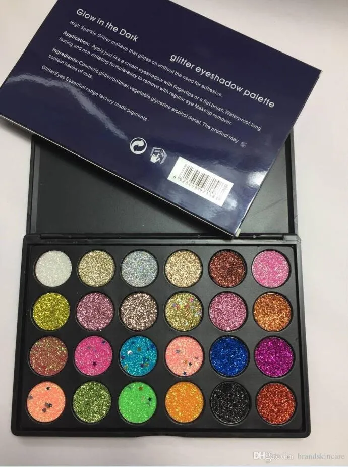 Maquillage pour les yeux Glow in the dark Fard à paupières cheval scintillant 24 couleurs Ultra Cream Pigmented Glitters Palette de fards à paupières 24 nuances Cosmétiques livraison rapide