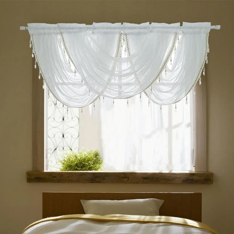Cortinas de valance cachoeira linha de seda prateada com cortina de cortina de miçanidade cortinas de janela para a sala de estar da cozinha