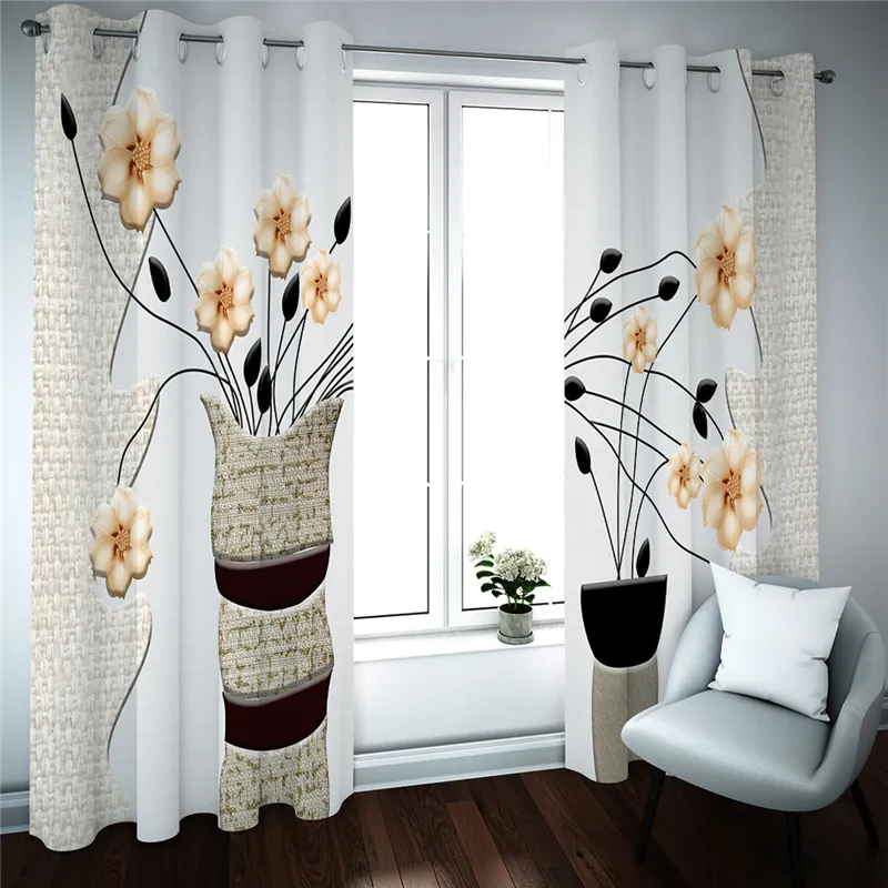 customize 3D Window Curtain Flowering branch Living Room Bedroom Luxury Blackout Drapes retro 3D Curtain Window