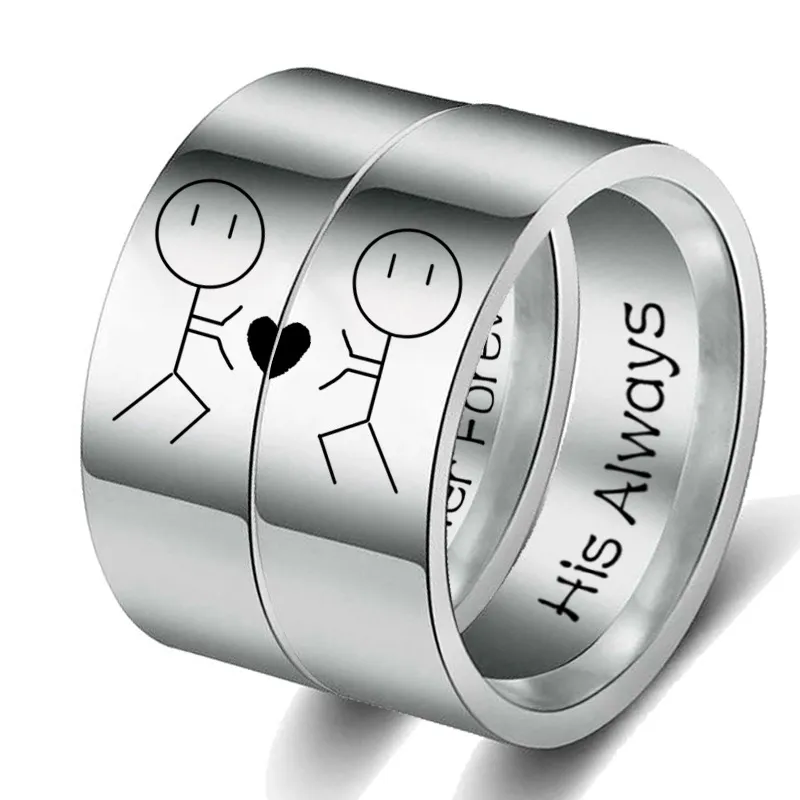 Il suo anello per coppia sempre lei, semplici anelli di fidanzamento per gli amanti del matrimonio, regalo di San Valentino