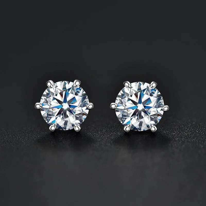 925 Silver 0,5/1CT D örhänge färg Moissanite VVS fina smycken Diamond Stud Earring med nationellt certifikat för kvinnors gåva