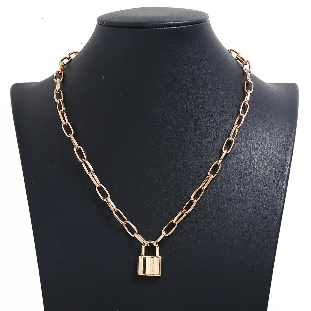 Neue Mode-Luxus-Designer-Halskette mit großem Kettenschloss-Anhänger und Statement-Halskette für Damen in Gold und Silber