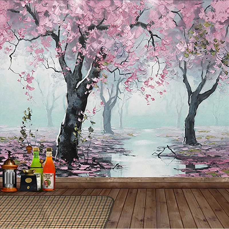 Benutzerdefinierte Tapete Tapete 3D Geprägte Blumen-Ölgemälde-Wand-Papier für Wohnzimmer Schlafzimmer Wohnkultur Wandverkleidung 3 D-Freskos