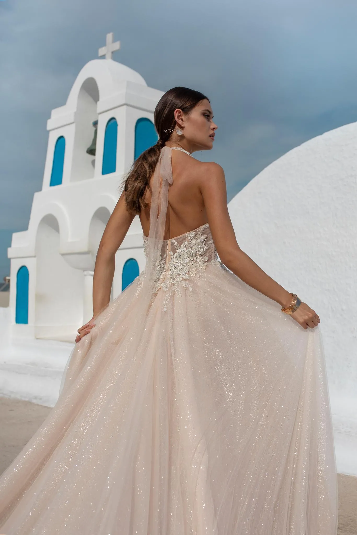 white halter dress summer Boho Halter Maxi Dress with Open Back | Beach Vacation Dress in Brown | Women's Boho Fashion | S main image 1