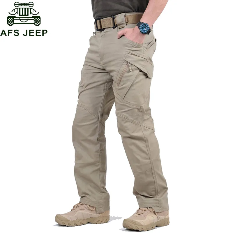 AFS Jeep Brand IX9 Mężczyźni City Tactical Spodnie Multi Kieszenie Cargo Spodnie Wojskowe Wojskowe Multi-Pocket Casual Spodnie Pantalon Hombre Y19042201