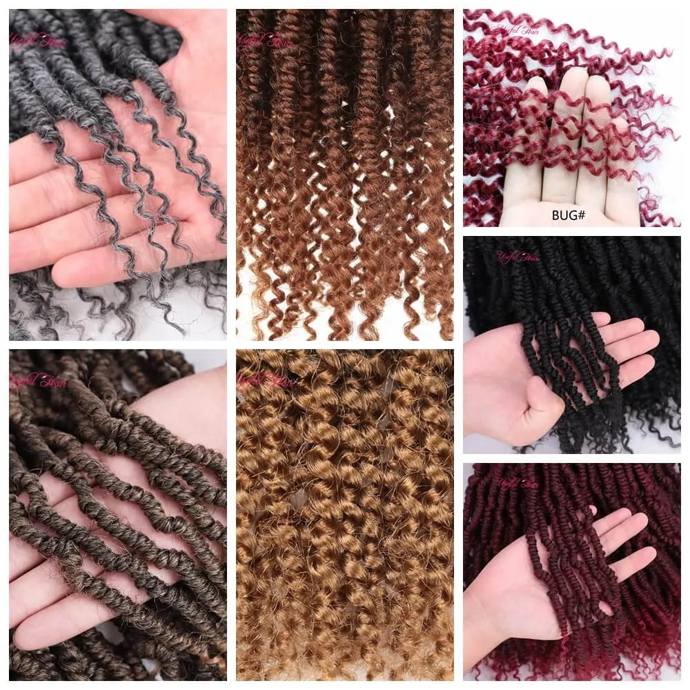 75g Bomb Twists 14 tum Syntetisk Crotchet Braiding Hair Extensions Ombre Crochet Braids Fluffy Spring Twist Pre-Looped Hair Black Marley