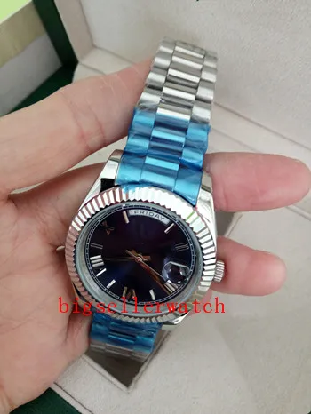 Noel Hediyesi Erkekler Lüks Spor İzle Daydate 228239 40MM Siyah Asya 2183 Otomatik Hareketi Gümüş Kalite Paslanmaz Çelik Sapphire Dial