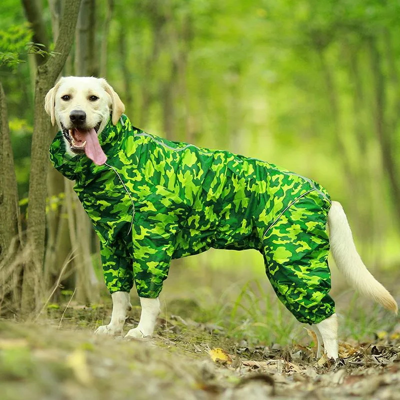 Haustier-Hunderegenmantel, reflektierende, wasserdichte Kleidung, hoher Kragen, Kapuzenoverall für kleine große Hunde, Regenmantel, Golden Retriever, Labrador