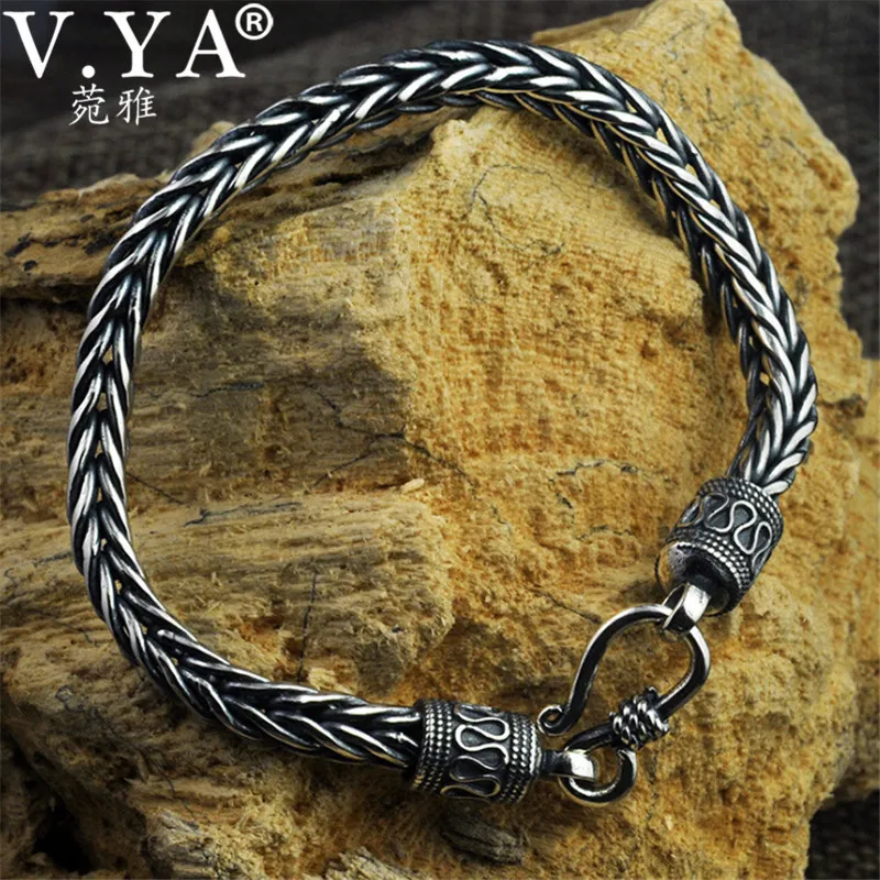 Men s Sterling Silver Snake Chain Bracelet 4mm 5mm Thai Silver Vintage Style 925 Silver Bracelet for Men Fine Jewelry