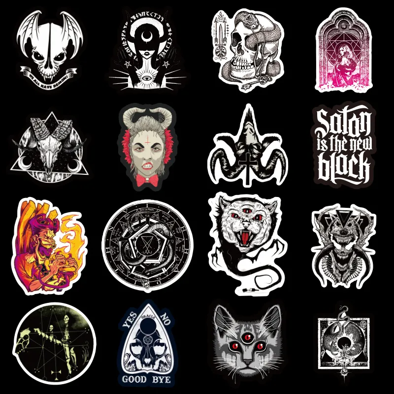 100 Pcs Black and White Cool Stickers,Gothic Graffiti Stickers for  Skateboard Water Bottle Car Helmet Laptop Luggage Phone Guitar