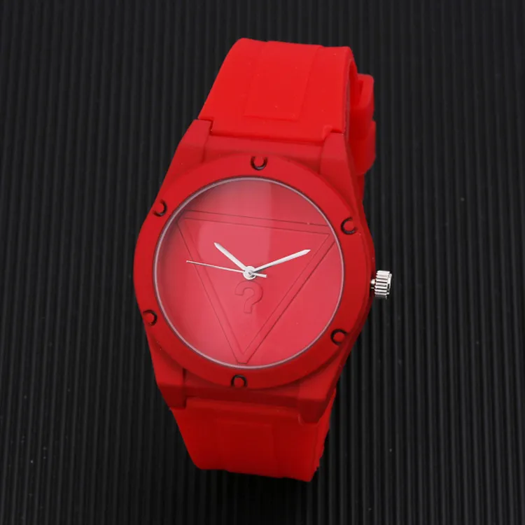 Brand quartz wrist Watch for Women Girl with triangle question mark style dial silicone strap Watches GS20