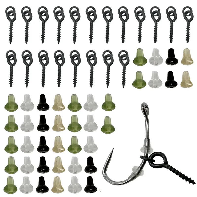 50Pcs Carp Rig Ring Stops With Boilie Bait Screw Fishing Bait Ring Swivel Carp Fishing Accessories