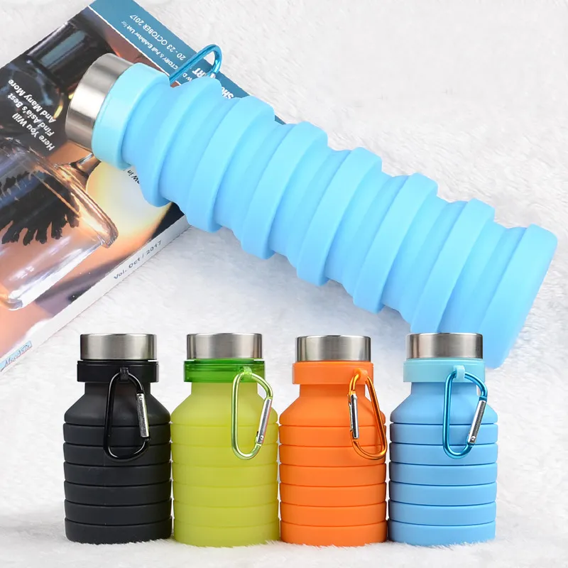 Bottiglia d'acqua in silicone retrattile portatile da 550 ml da 19 once pieghevole pieghevole bottiglia d'acqua da caffè da viaggio tazze per bottiglie WCW862