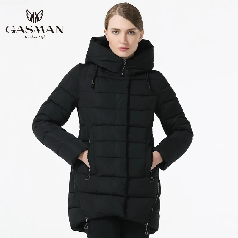 Fashion-019 Chaqueta corta de invierno para mujer Abrigos casuales con capucha Parka cálida para mujer Abrigo cálido a prueba de viento de invierno a la modaMX190822