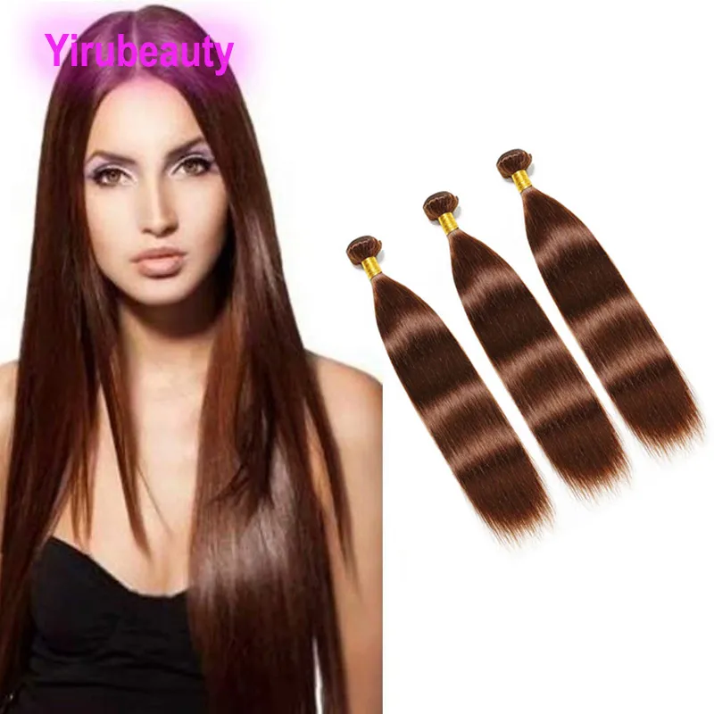 Indian Virgin Raw Human Hair 3 Bundles 4# Color Silky Straight Three Pieces/lot 4 Color Pure Double Wefts 10-28inch