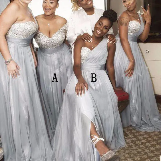 silver tulle bridesmaid dress Tulle ball gown wedding dress 6 US / Light Gray / With silver belt main image 0