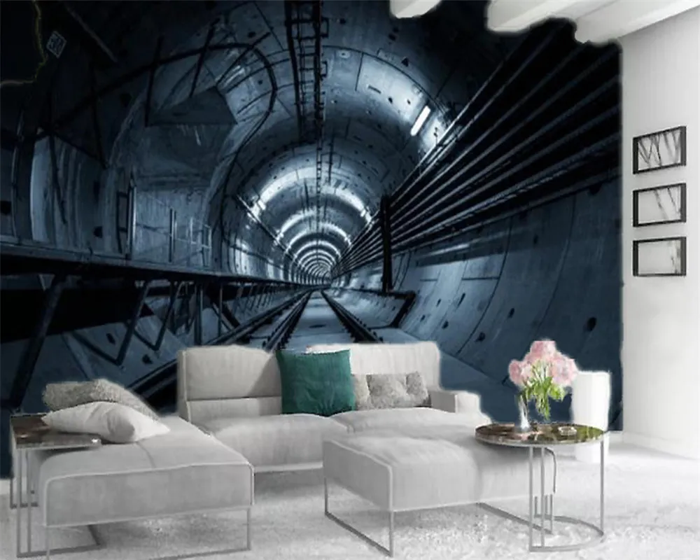 3D-Hintergrundbild für Zuhause, Eisenbahngleise, Tunnel, 3D-Renderings im erweiterten Weltraum, benutzerdefinierte, einfache, atmosphärische HD-Hintergrundbilder