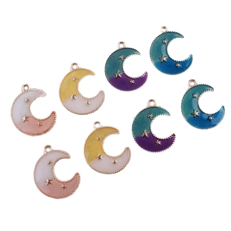 Moon Cartoon Smalto K Placcato oro Stampa Pendenti con ciondoli per orecchini fai da te fatti a mano Collana Portachiavi Accessori per gioielli