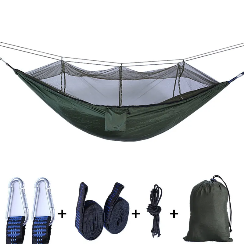 Moustiquaire Hamac Parachute Tissu Hamac Extérieur Champ Camping Tente Jardin Camping Balançoire Lit Suspendu Avec Corde Crochet VT1737