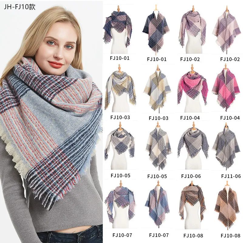 Écharpes à carreaux filles châle 135*135 cm grille enveloppes treillis carré cou écharpe frangée Pashmina hiver foulard couvertures 40 styles