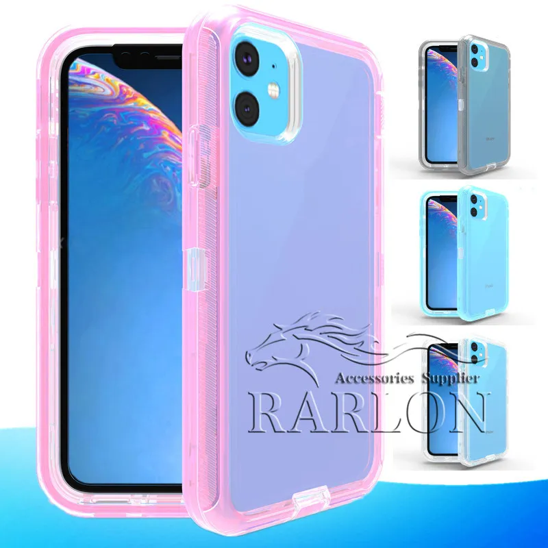 Nowy Clear Robot Case Transparent Full Body Defender Case Cover dla iPhone 15 Pro Max 14pro 14 13 13pro 12 11 XS XR 8 Samsung Galaxy S23 Ultra S22 Plus S21 Uwaga 20