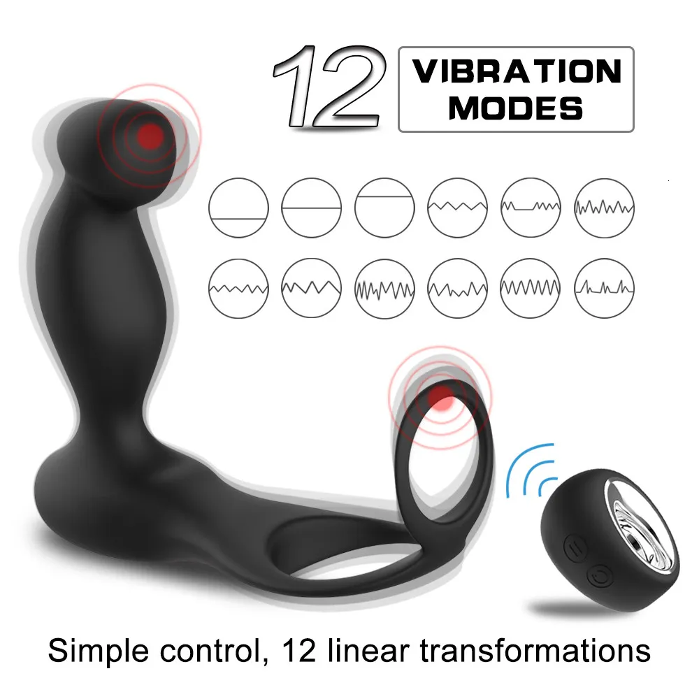 Male Prostate Massage Penis Vibrator For Men Anal Plug Silicone Prostate Stimulator Butt Plug Delay Ejaculation Ring Toy For Men (13)