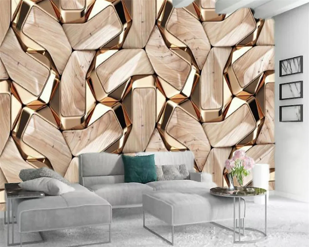 3D-home wallpaper eenvoudig en elegant geometrisch figuur digitale printing HD decoratief mooi behang