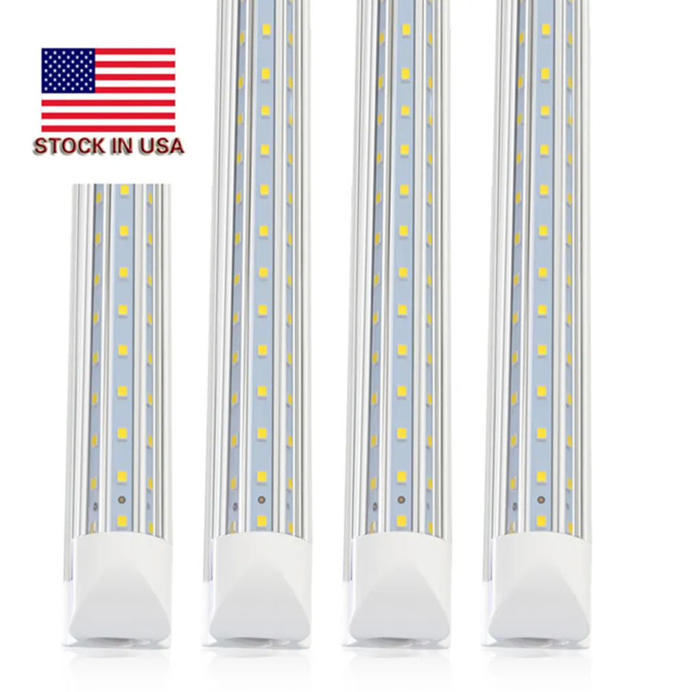 T8 LED Tube Light 4ft 8ft D-formad V-formad (60W 80W 120 watt ekvivalent), 6000K kallvitt genomskinligt skydd