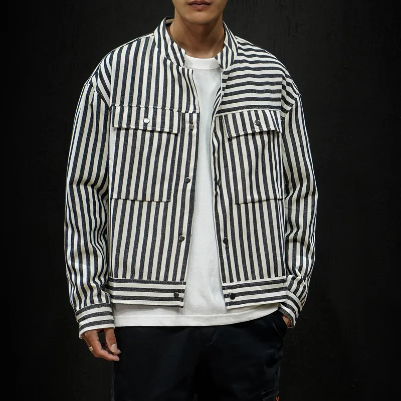 Pleasures striped sales denim utility jacket