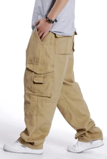 Hip Hop Cargo Pants For Men Casual Cotton Loose Fit Baggy Streetwear  Joggers With Wide Leg Baggy Cargo Trousers Plus Size XXXL From Happy_snow,  $30.46