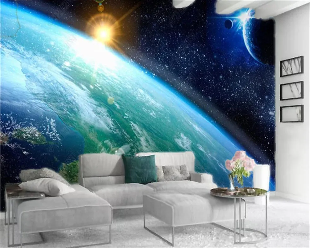 Custom 3D Photo Wallpaper Home Decor Space Shot of Beautiful Earth Interior Decoration Silk Mural Wallpaper